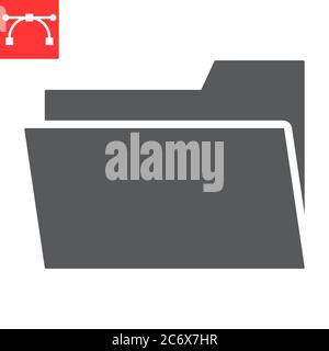 Folder glyph icon, ui and button, document sign vector graphics, editable stroke solid icon, eps 10. Stock Vector