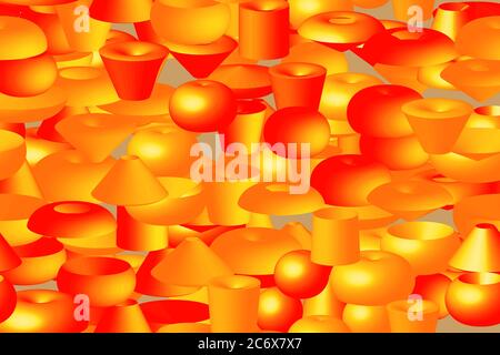 Abstract Color Volume Shapes 3D Illustration Pattern Stock Vector
