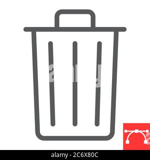 Trash bin line icon, ui and button, delete sign vector graphics, editable stroke linear icon, eps 10. Stock Vector