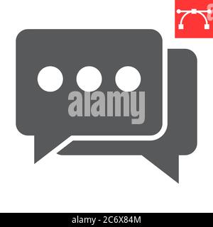 Chat glyph icon, ui and button, message sign vector graphics, editable stroke solid icon, eps 10. Stock Vector