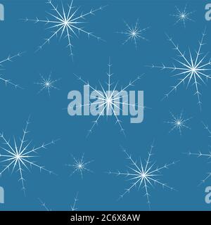 beautiful white snowflake seamless pattern on blue background repeating christmas backdrop Stock Vector