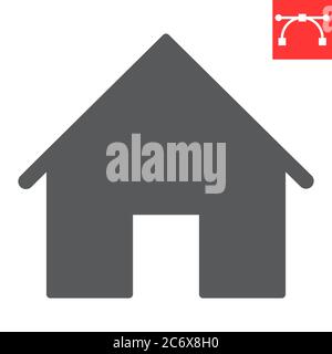 Home glyph icon, ui and button, house sign vector graphics, editable stroke solid icon, eps 10. Stock Vector