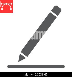 Edit glyph icon, ui and button, pen sign vector graphics, editable stroke solid icon, eps 10. Stock Vector