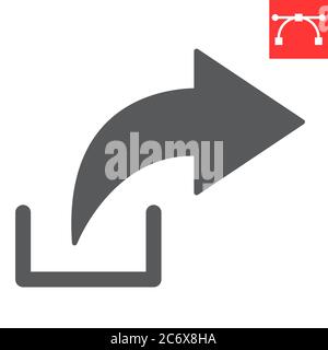 Share glyph icon, ui and button, arrow sign vector graphics, editable stroke solid icon, eps 10. Stock Vector