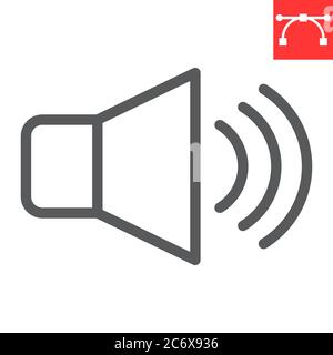 Speaker volume line icon, ui and button, sound volume sign vector graphics, editable stroke linear icon, eps 10. Stock Vector