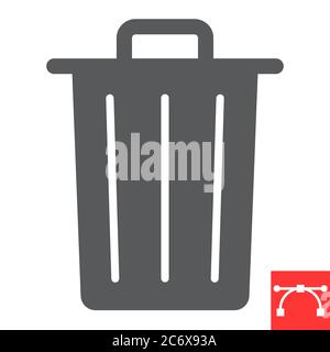 Trash bin glyph icon, ui and button, delete sign vector graphics, editable stroke solid icon, eps 10. Stock Vector