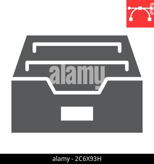 Archive glyph icon, ui and button, storage sign vector graphics, editable stroke solid icon, eps 10. Stock Vector