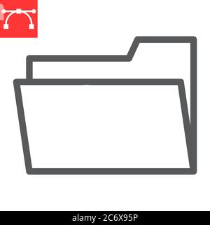 Folder line icon, ui and button, document sign vector graphics, editable stroke linear icon, eps 10. Stock Vector