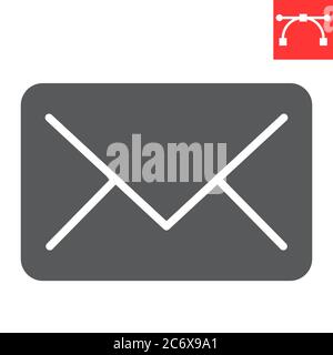 Email glyph icon, ui and button, envelope sign vector graphics, editable stroke solid icon, eps 10. Stock Vector