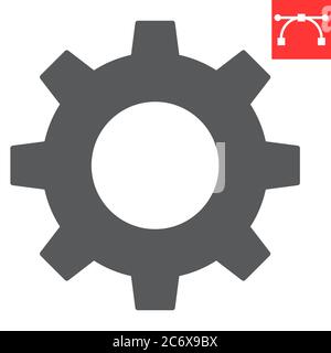 Settings glyph icon, ui and button, cogwheel sign vector graphics, editable stroke solid icon, eps 10. Stock Vector