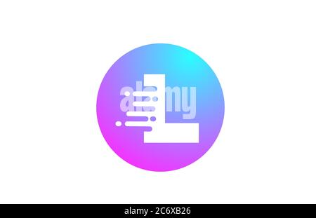 L alphabet letter logo for business and company. Blue pink circle design for identity Stock Vector