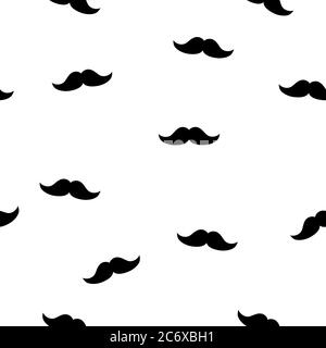 Moustache seamless pattern vector. Random icon isolated on white background . Stock Vector