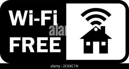 Wifi wireless internet signal flat icon	with house Stock Vector
