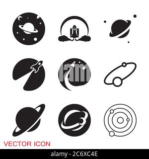 Space icon in flat style. Vector illustration. Stock Vector