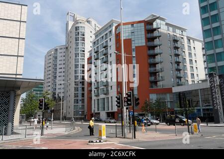 Altolusso Modern Flats Apartments Tower block in Cardiff city centre Wales UK, Bute Terrace High rise living Modern housing block urban building Stock Photo