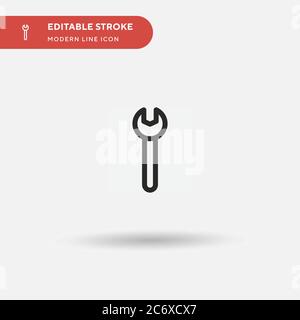 Wrench Simple vector icon. Illustration symbol design template for web mobile UI element. Perfect color modern pictogram on editable stroke. Wrench icons for your business project Stock Vector