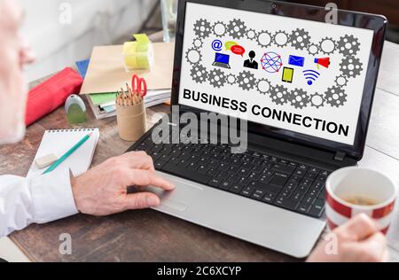 Business connection concept shown on a laptop screen Stock Photo
