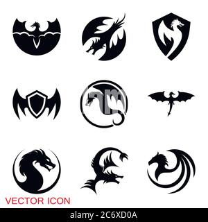 Dragon icon, Dragon logo vector design template, dragon icon. Stock Vector