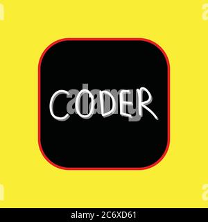 Coder sticker button Stock Vector
