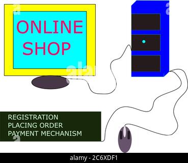 Online shop  education presentation with diagram  vector illustration. Stock Vector