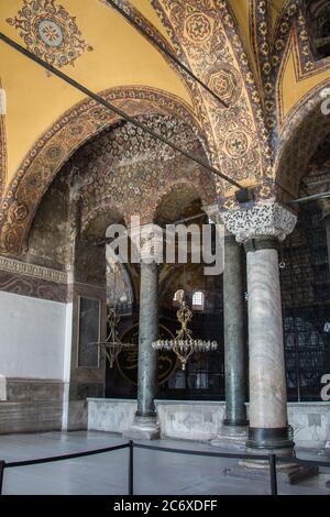 Hagia Sophia interior beautifully crafted pillars and arches Stock Photo