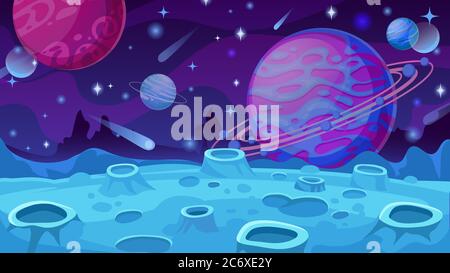 Space asteroid surface. Planet with craters surface, space planets ...
