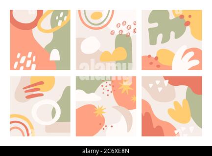 Doodle abstract background. Hand drawn various abstract shapes brush strokes, ink stains and grunge textures creative vector template Stock Vector