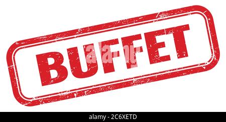 BUFFET red grungy rectangle stamp sign. Stock Photo