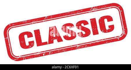 CLASSIC red grungy rectangle stamp sign. Stock Photo