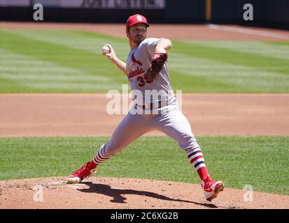 St. Louis, United States. 12th July, 2020. St. Louis Cardinals pitcher Miles Mikolas delivers a pitch during a team inter-squad game at Busch Stadium in St. Louis on Sunday, July 12, 2020. Photo by Bill Greenblatt/UPI Credit: UPI/Alamy Live News Stock Photo