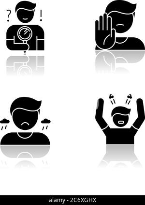 Mood and temperament black glyph icons set on white space. Good and bad ...