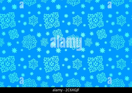 Beautiful seamless blue winter pattern with stylized snowflakes Stock Vector