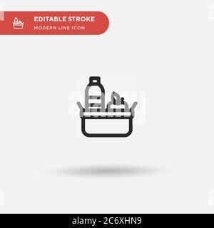 Food Basket Simple vector icon. Illustration symbol design template for web mobile UI element. Perfect color modern pictogram on editable stroke. Food Basket icons for your business project Stock Vector