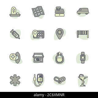 Drug store icons set Stock Vector