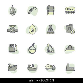 Extraction of oil icons set Stock Vector