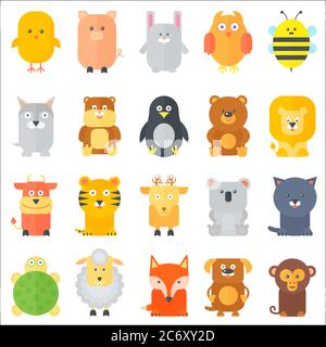 Animal icons collection. Flat animals set. Vector illustration Stock Vector