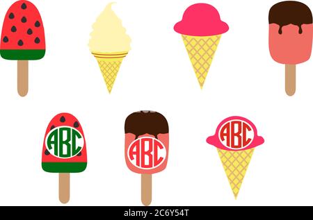 Set of ice cream. monogram. vector Stock Vector