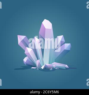 Quartz geometric crystal. Luxury color ice Crystal vector illustration. Healing stone. Gem stone vector illustration Stock Vector