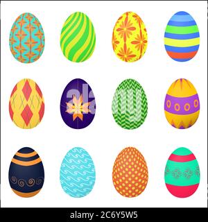 The ornamental colorful Easter eggs variety vector illustration Stock Vector