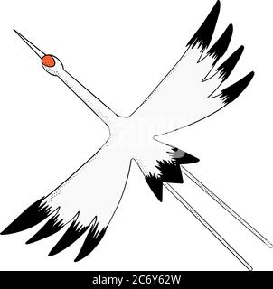 Vector hand-drawn abstract Crane bird illustration. graphic resource Stock Vector