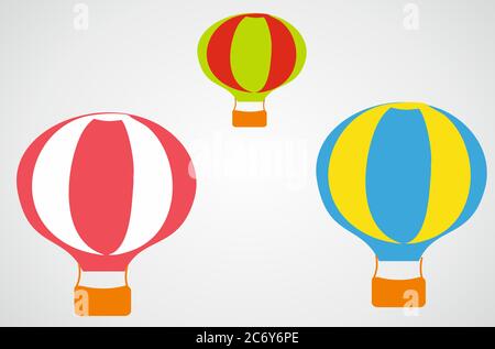Three hot air balloons. Gray background. VECTOR illustration. Stock Vector
