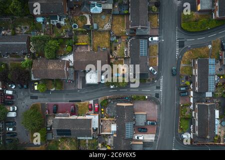 Top down drone shoot over residential area in United Kingdom Stock Photo