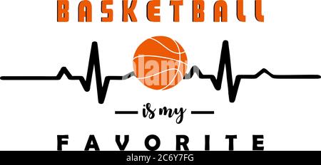 Heart rate pulse line with BASKETBALL. VECTOR Stock Vector