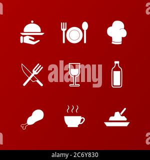 restaurant icon set vector for food and drink bussiness Stock Vector