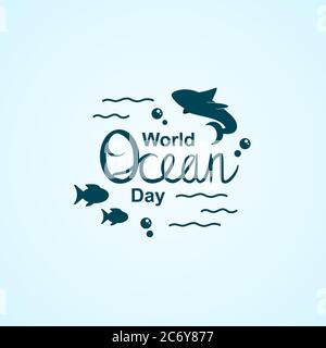 world ocean day flat illustration vector Stock Vector