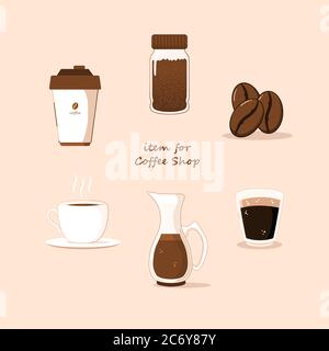 coffee collection flat vector Stock Vector