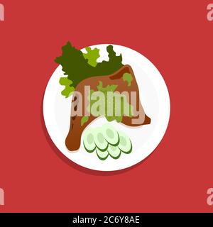 chili chicken flat illustration design Stock Vector