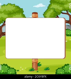 Blank banner in the forest scene with fairy tales cartoon character and ...