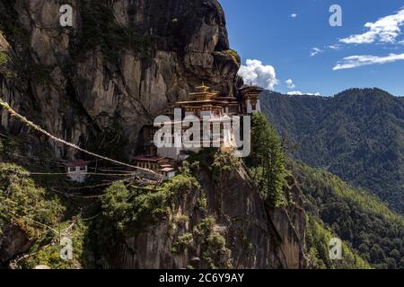 --File--In this undated photo, Paro Taktsang, a prominent Himalayan Buddhist sacred site and the temple complex is captured in the cliffside of the up Stock Photo