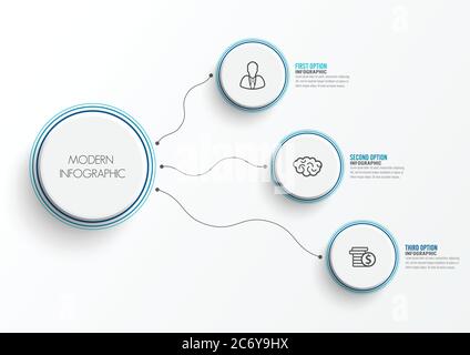 Abstract elements of graph infographic template with label, integrated circles. Business concept with 3 options. For content, diagram, flowchart, step Stock Vector
